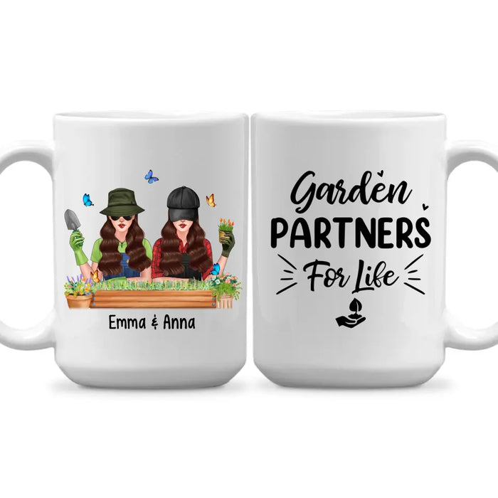 Personalized Mug, Up To 4 Girls, Garden Partners For Life, Gift For Gardeners, Sisters And Best Friends