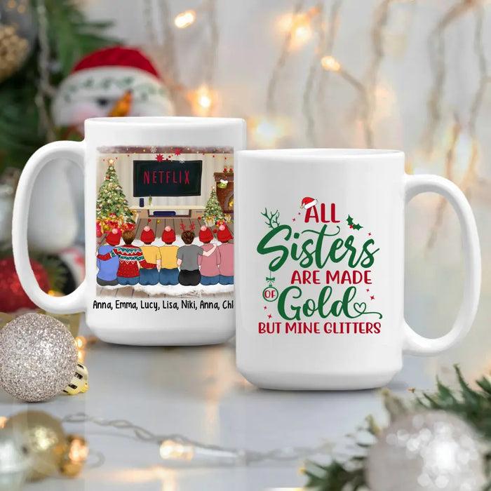 Personalized Mug, Up To 7 Girls, Christmas Besties - Gift For Sisters, Best Friends