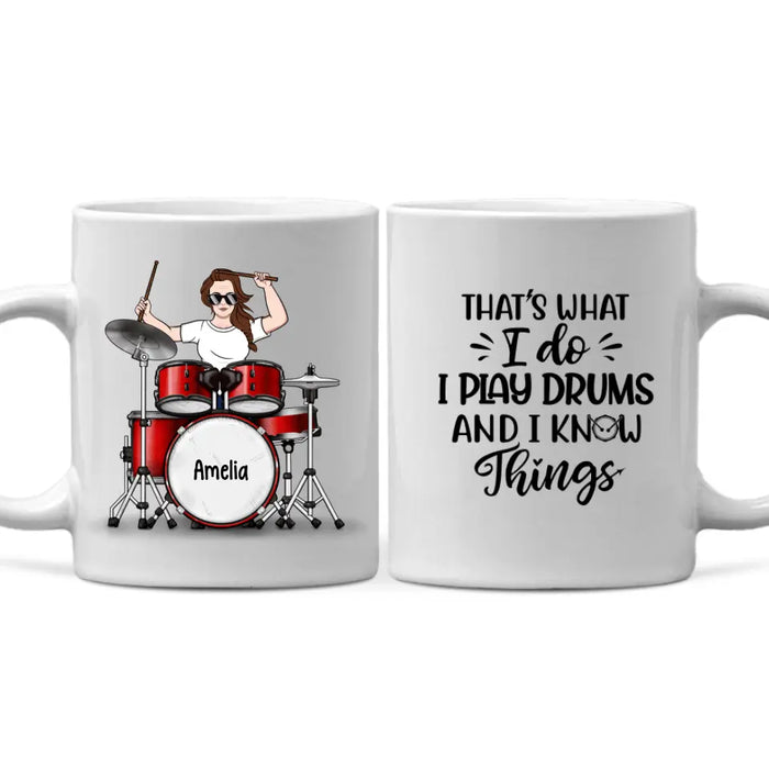 Personalized Mug, Woman Playing Drums, Gift For Drummers