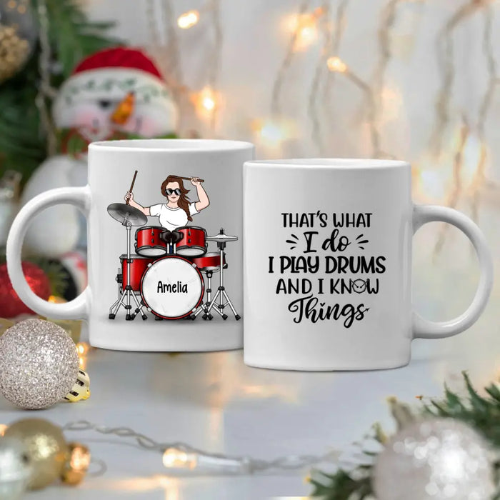 Personalized Mug, Woman Playing Drums, Gift For Drummers