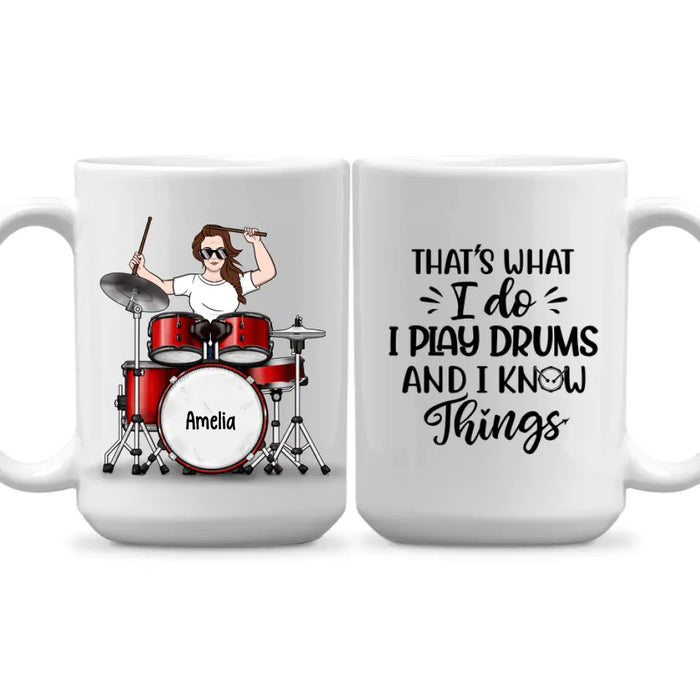 Personalized Mug, Woman Playing Drums, Gift For Drummers