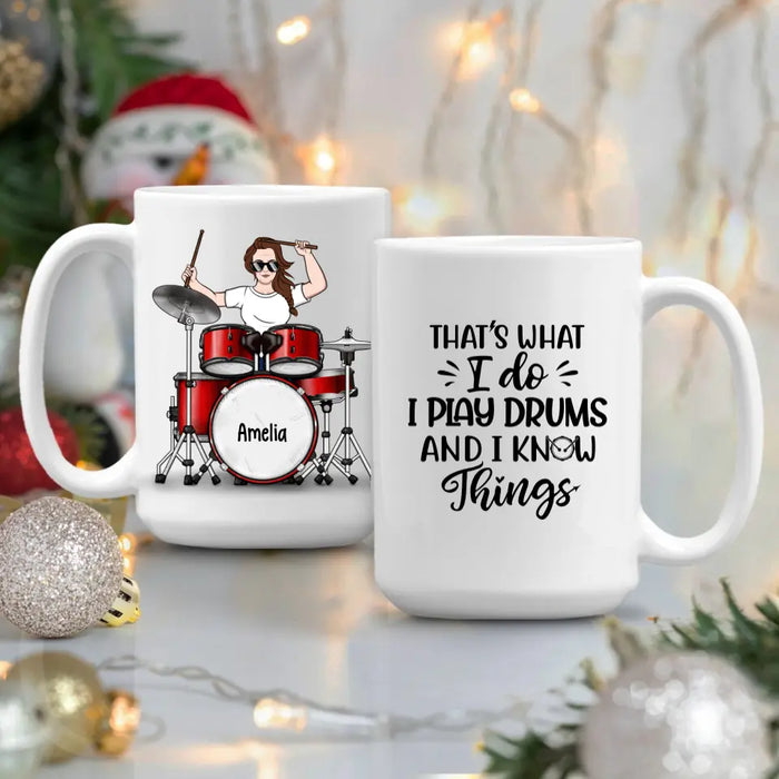 Personalized Mug, Woman Playing Drums, Gift For Drummers