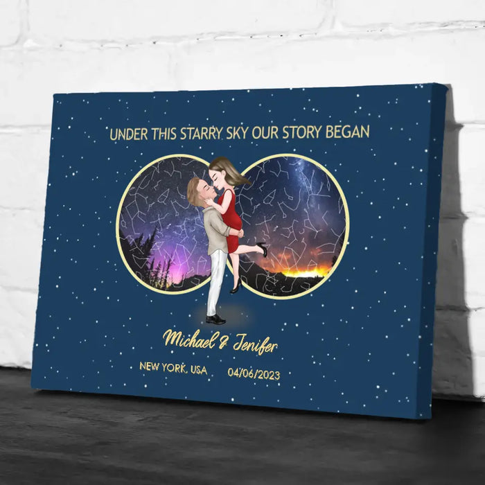 Under This Starry Sky Our Story Began - Personalized Gifts Custom Constellation Star Map Canvas For Couples, Anniversary Gift