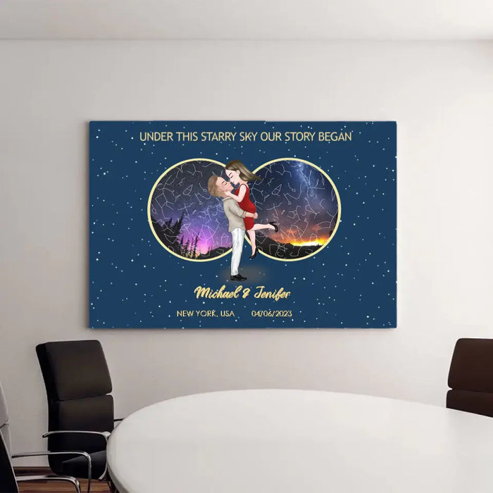 Under This Starry Sky Our Story Began - Personalized Gifts Custom Constellation Star Map Canvas For Couples, Anniversary Gift