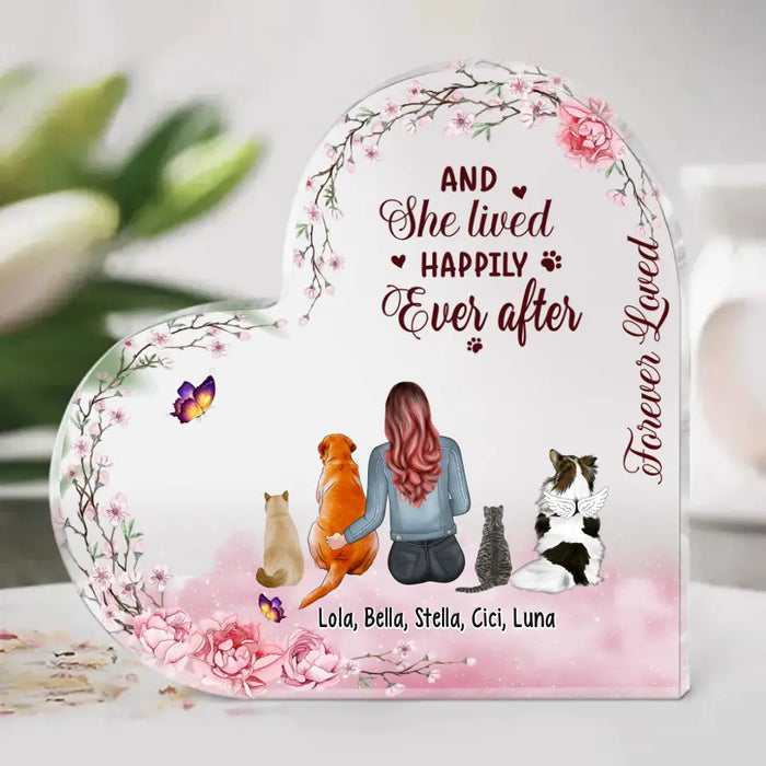 And She Lived Happily Ever After - Personalized Acrylic Plaque Custom Gift For Dog Mom Cat Mom, Pet Lovers
