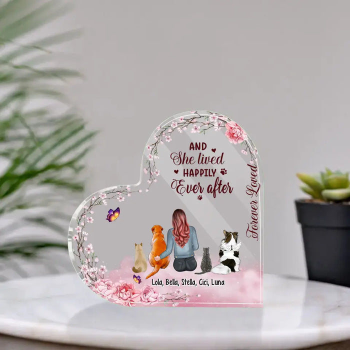 And She Lived Happily Ever After - Personalized Acrylic Plaque Custom Gift For Dog Mom Cat Mom, Pet Lovers