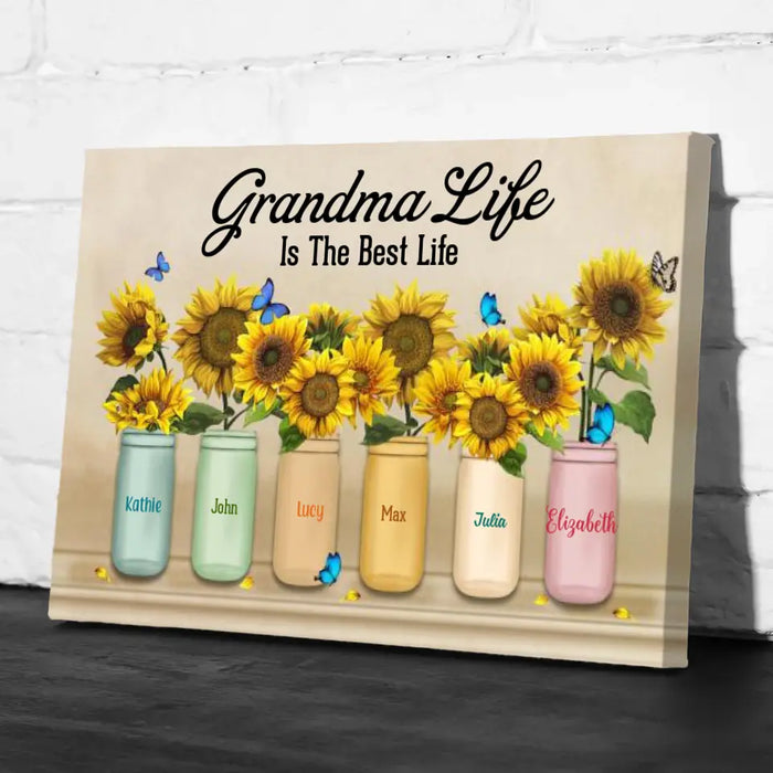 Grandma Life with Grandchildren - Personalized Canvas Gift for Mother, Grandmother