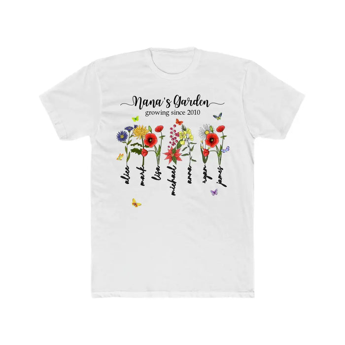 Custom Nana's Garden Growing Since Shirt, Birth Month Flower Shirt, Grandma's Garden, Mothers Day Gift, Custom Mom Tee, Custom Kids Name Shirt