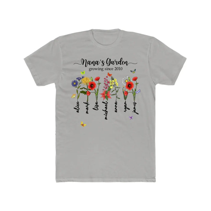 Custom Nana's Garden Growing Since Shirt, Birth Month Flower Shirt, Grandma's Garden, Mothers Day Gift, Custom Mom Tee, Custom Kids Name Shirt