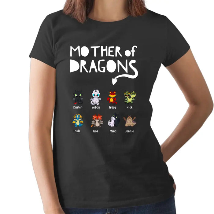 Mother Of Dragons with Children's Names - Personalized Gifts Custom Baby Dragons Shirt For Mom, Unique Gift for Mom