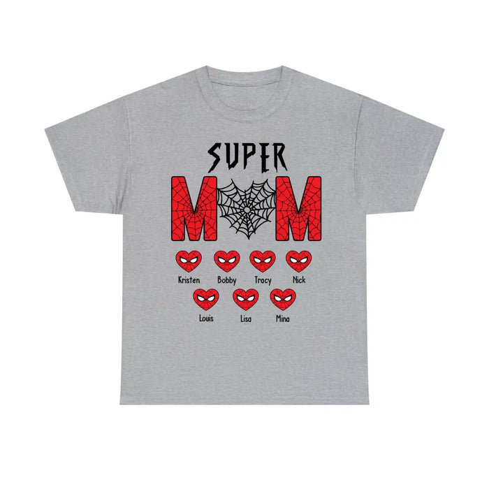 Super Mom Spider - Personalized Mothers Day Shirts with Kids Name Shirt, Unique Gift for Mom