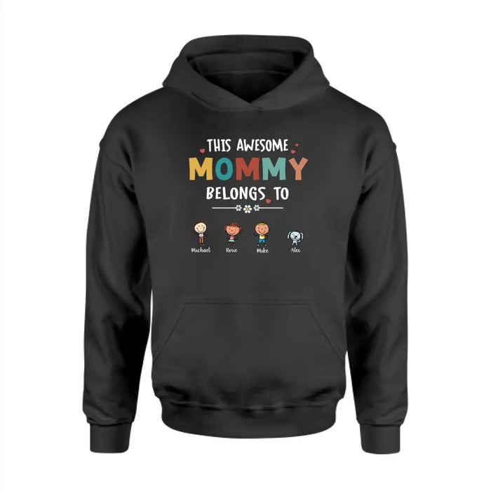 This Awesome Mommy Belongs To - Personalized Gifts Custom Kids Name Shirt For Mother, Grandma, Family, Unique Gift for Mom