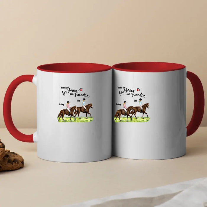 Thanks God For Horses and Friends - Personalized Gifts Custom Horse Riding Mug For Horse Lovers, Friends, Sisters