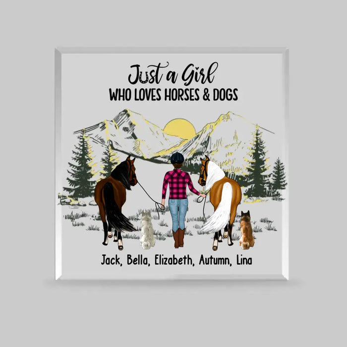 Just A Girl Who Loves Horses & Dogs - Personalized Gifts Custom Acrylic Plaque for Her, Dog Horse Lovers, Mother's Day Gift