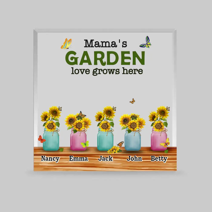 Mama's Garden Love Grows Here - Personalized Gifts Custom Shape Acrylic Plaque, Gift For Grandma Mom, Meaningful Gifts For Mother's Day