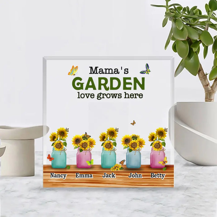 Mama's Garden Love Grows Here - Personalized Gifts Custom Shape Acrylic Plaque, Gift For Grandma Mom, Meaningful Gifts For Mother's Day