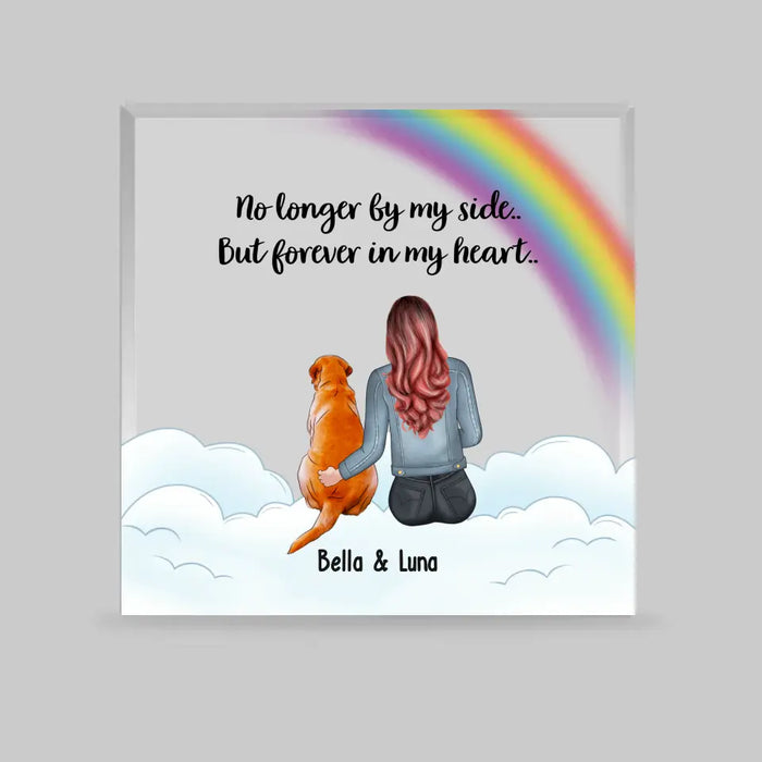 No Longer By My Side But Forever In My Heart - Personalized Gifts Custom Shape Acrylic Plaque, Gift For Dog Mom, Dog Lovers