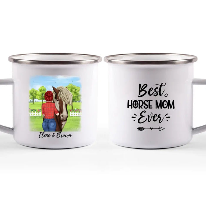 Best Horse Mom Ever - Personalized Campfire Mug For Mom, Horse Lovers