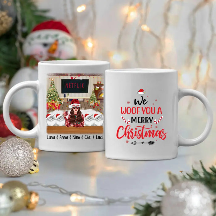 Personalized Mug, We Woof You A Merry Christmas, Christmas Gift For Cat Lovers