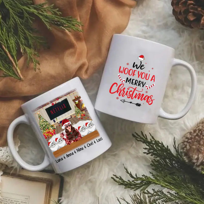 Personalized Mug, We Woof You A Merry Christmas, Christmas Gift For Cat Lovers