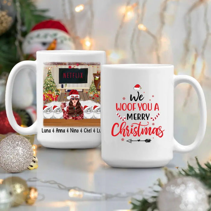 Personalized Mug, We Woof You A Merry Christmas, Christmas Gift For Cat Lovers