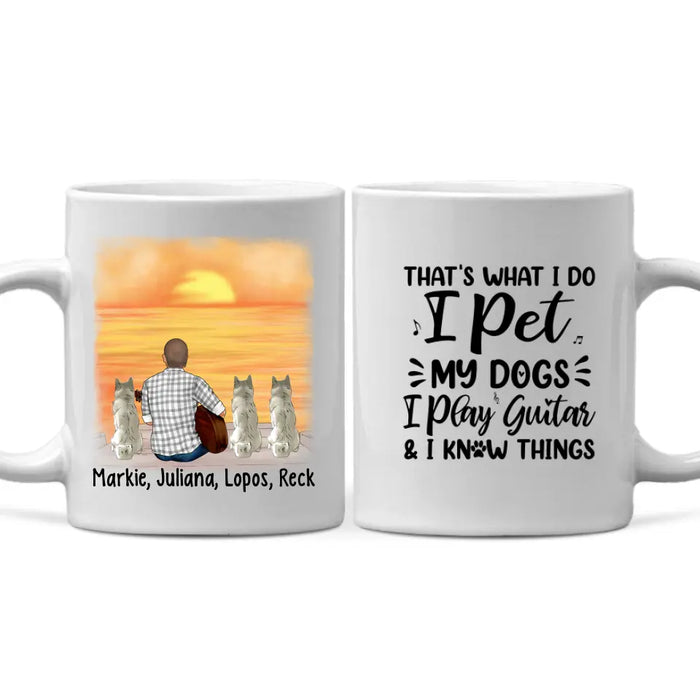 Personalized Mug, A Man Playing Guitar With Dogs, Gift For Guitar And Dog Lovers