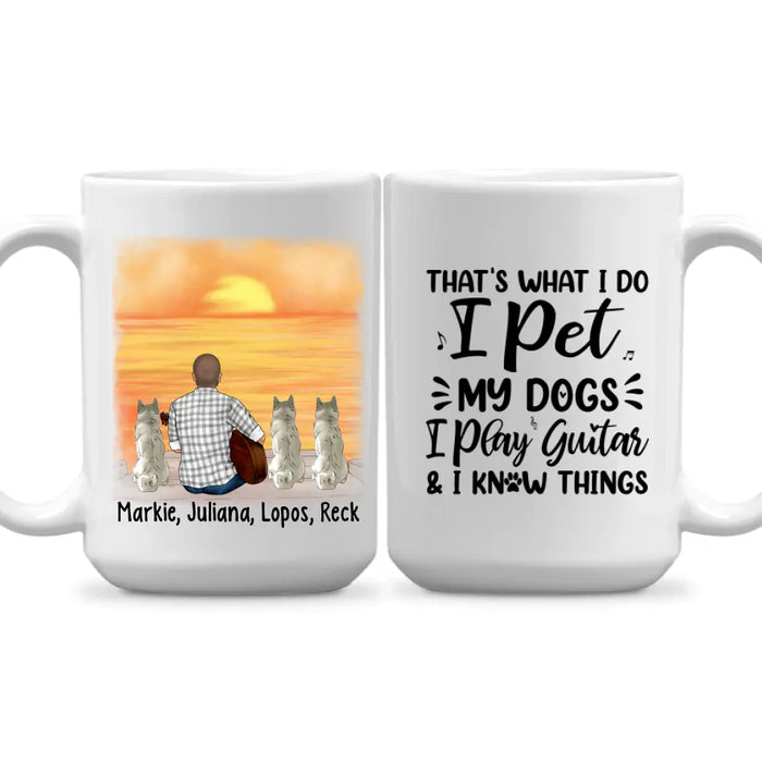 Personalized Mug, A Man Playing Guitar With Dogs, Gift For Guitar And Dog Lovers