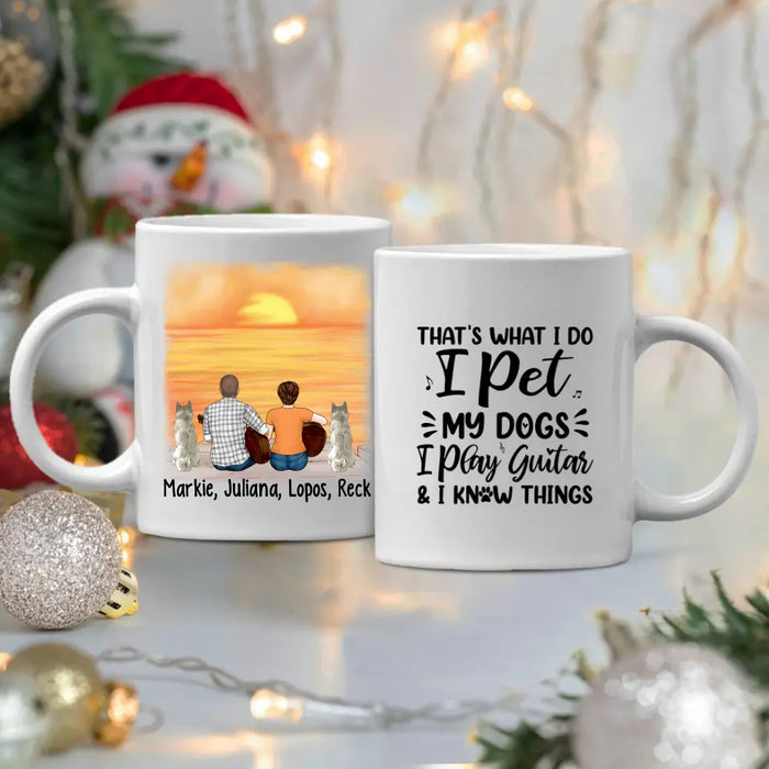 Personalized Mug, Guitar Couple With Dogs, Gift For Guitar And Dog Lovers