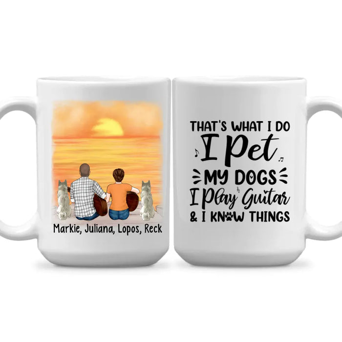 Personalized Mug, Guitar Couple With Dogs, Gift For Guitar And Dog Lovers