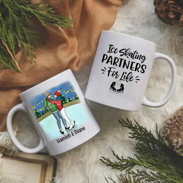 Personalized Ceramic Mug, Ice Skating Partners for Life, Gift for Ice Skating Couple