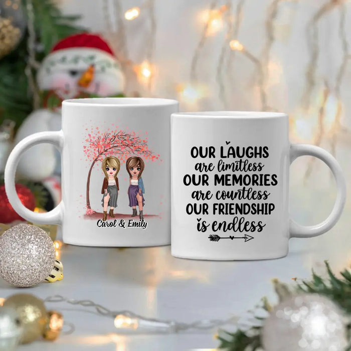Personalized Mug, Up To 5 Girls, Gift For Friends, Sisters, Our Laughs Are Limitless