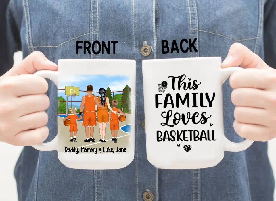 Personalized Mug, Gift For Family And Friends, Basketball Lovers, Basketball Family, This Family Loves Basketball