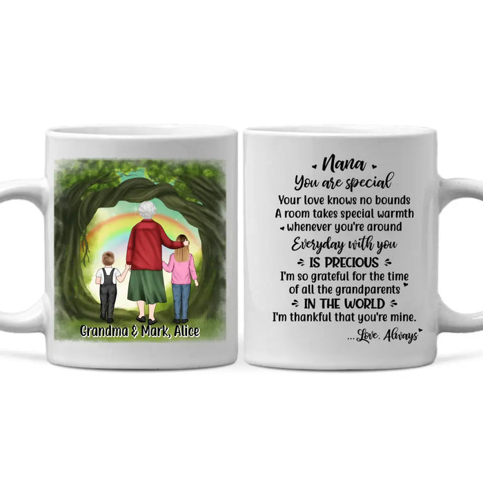 Up to 2 Kids, Grandma and Grandkids - Personalized Gifts Custom Mug for Grandma for Grandkids