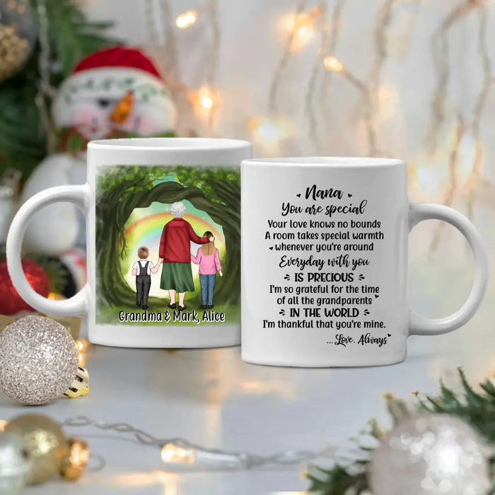 Up to 2 Kids, Grandma and Grandkids - Personalized Gifts Custom Mug for Grandma for Grandkids