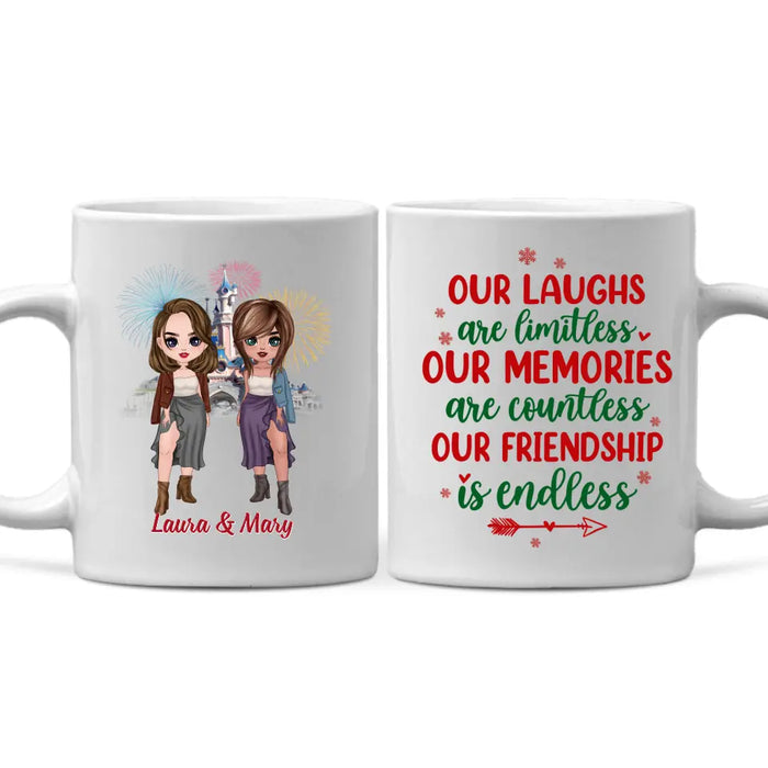 Personalized Mug, Up To 4 Girls, Christmas Gift For Best Friends, Sisters, Our Laughs Are Limitless