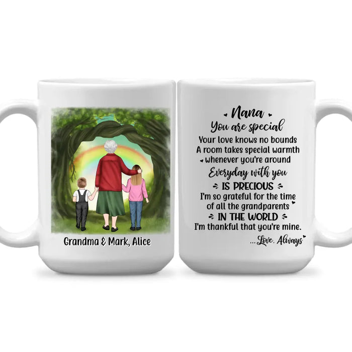 Up to 2 Kids, Grandma and Grandkids - Personalized Gifts Custom Mug for Grandma for Grandkids