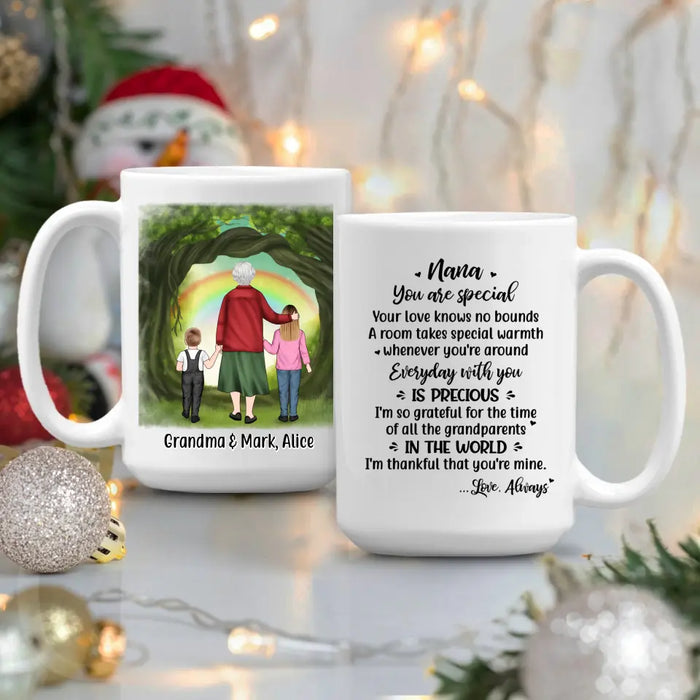 Up to 2 Kids, Grandma and Grandkids - Personalized Gifts Custom Mug for Grandma for Grandkids