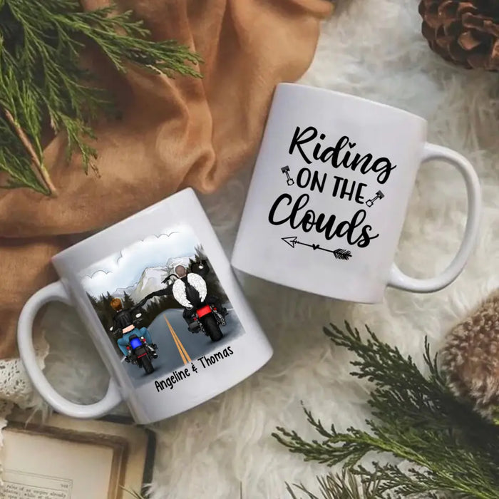 Riding on the Clouds - Personalized Gifts Custom Motorcycle Mug for Friends and Couples, Motorcycle Lovers, Biker Memorial Gifts