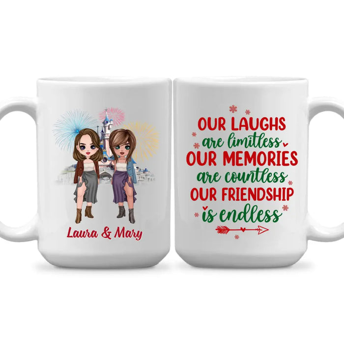 Personalized Mug, Up To 4 Girls, Christmas Gift For Best Friends, Sisters, Our Laughs Are Limitless