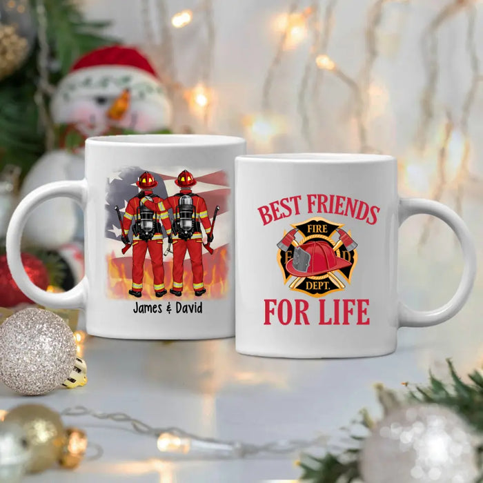 Personalized Mug, Firemen Work Side By Side, Gift For Firefighters, Friends, Coworkers