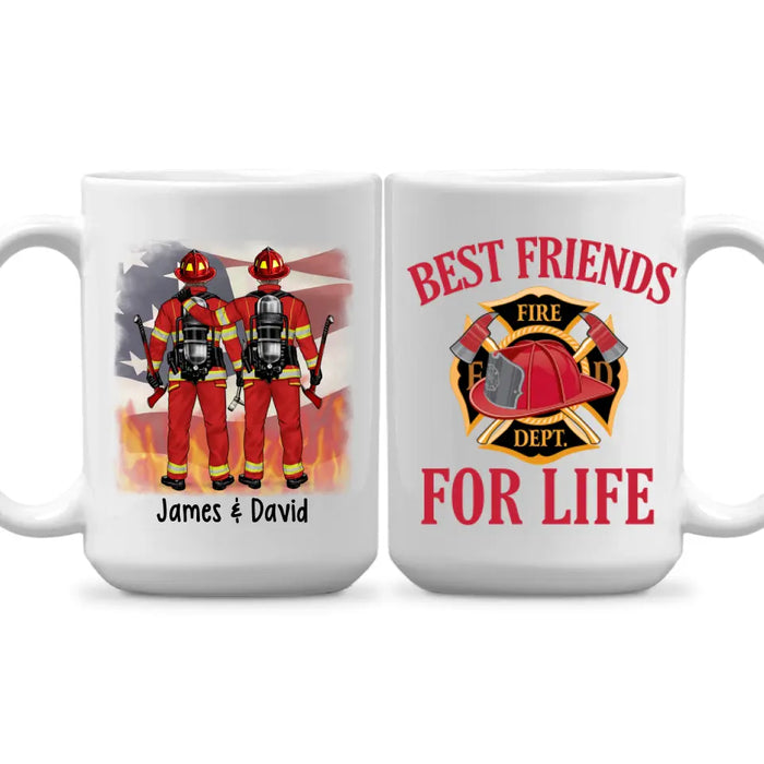 Personalized Mug, Firemen Work Side By Side, Gift For Firefighters, Friends, Coworkers