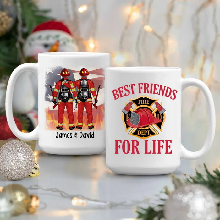 Personalized Mug, Firemen Work Side By Side, Gift For Firefighters, Friends, Coworkers