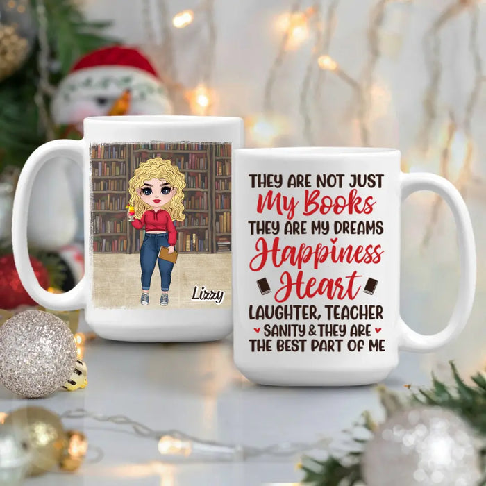 Personalized Mug, Gift For Book Lovers, Chibi Drinking With Books, Reading Forces You To Be Quiet