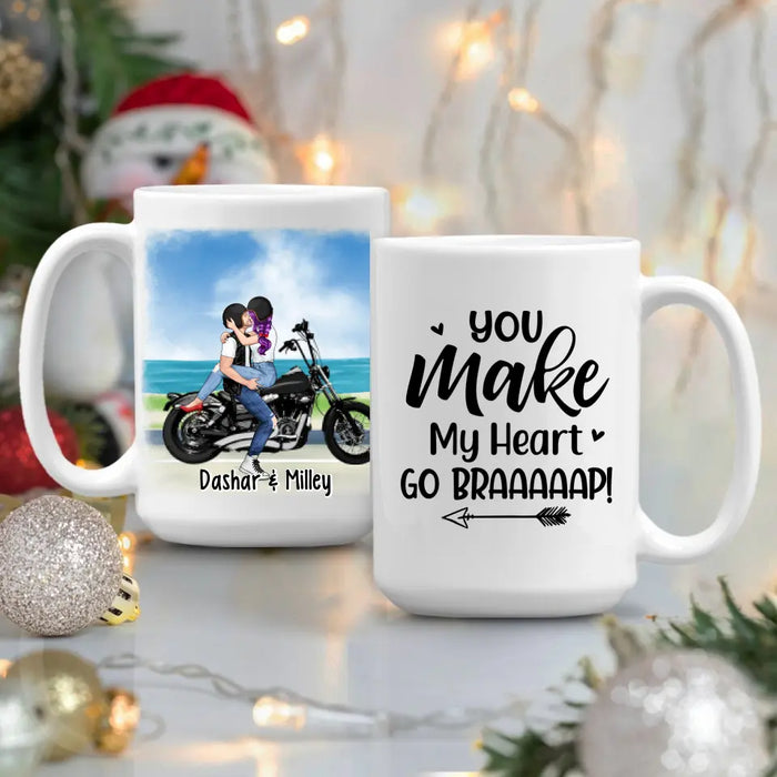 Kissing Motorcycle Couple - Personalized Mug For Him, For Her, Motorcycle Lovers