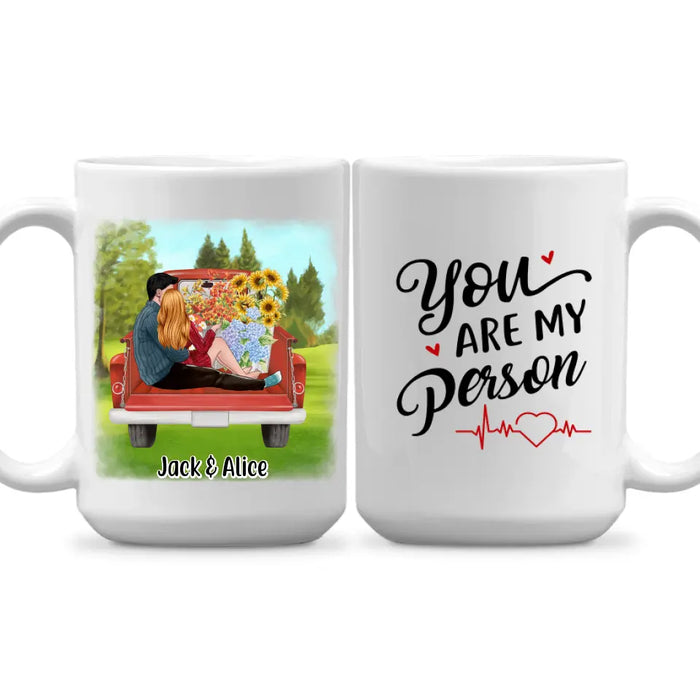 Couple Sitting On Car - Personalized Mug For Couples, For Her, For Him, Valentine's Day