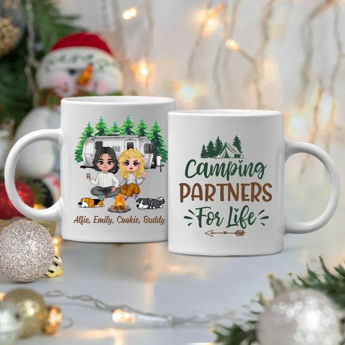 Up To 2 Dogs Camping Partners For Life - Personalized Mug For Couples, Camping, Valentine's Day