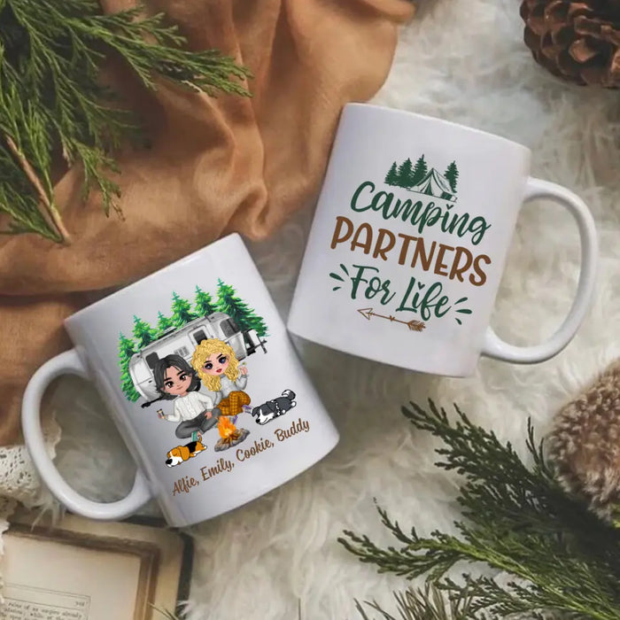 Up To 2 Dogs Camping Partners For Life - Personalized Mug For Couples, Camping, Valentine's Day