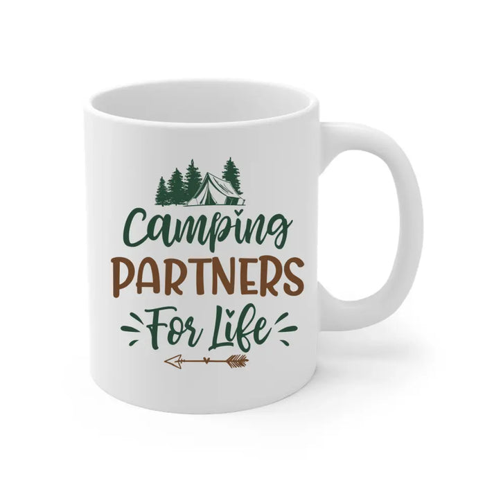 Up To 2 Dogs Camping Partners For Life - Personalized Mug For Couples, Camping, Valentine's Day