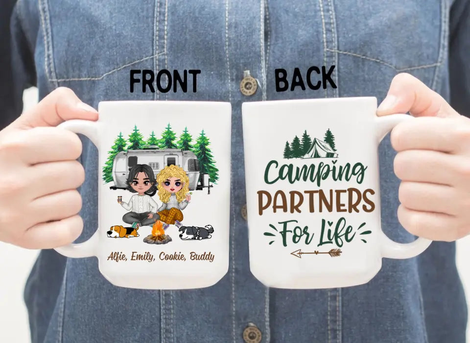 Up To 2 Dogs Camping Partners For Life - Personalized Mug For Couples, Camping, Valentine's Day