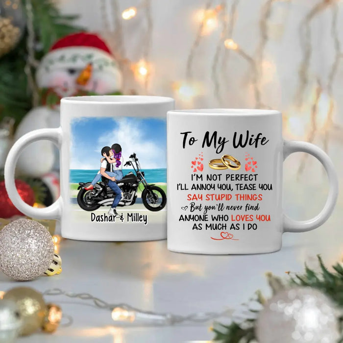 To My Wife Kissing Motorcycle Couple - Personalized Mug For Couples, For Her, Motorcycle Lovers